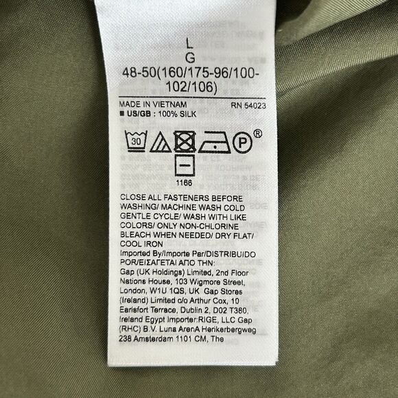 NWT Banana Republic Silk Top Womens Size L Green Long Utility Blouse Career - Picture 13 of 13